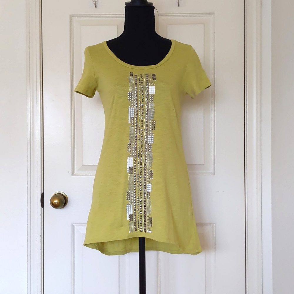 NWOT. Style&Co 100% Cotton Multi Color Sparkle Front Design Short Sleeve Tunic.